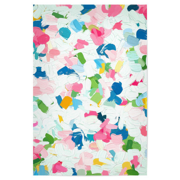 Poster "Meadow Painting" artboxONE - Abstrakt - Acrylic,Pattern,Bright,Blue,Pink,White,Abstract,Brush strokes,Nature,Impression,Modern art,Abstrakt