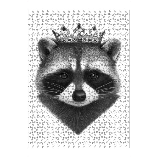 Puzzle Ravensburger "King raccoon" artboxONE - Tiere,Schwarzweiß