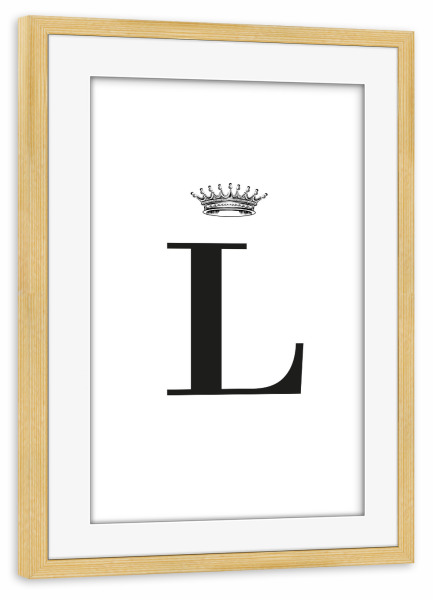 Poster mit Rahmen kiefer "L Queen" artboxONE - Schwarzweiß,Buchstaben,Buchstaben / L