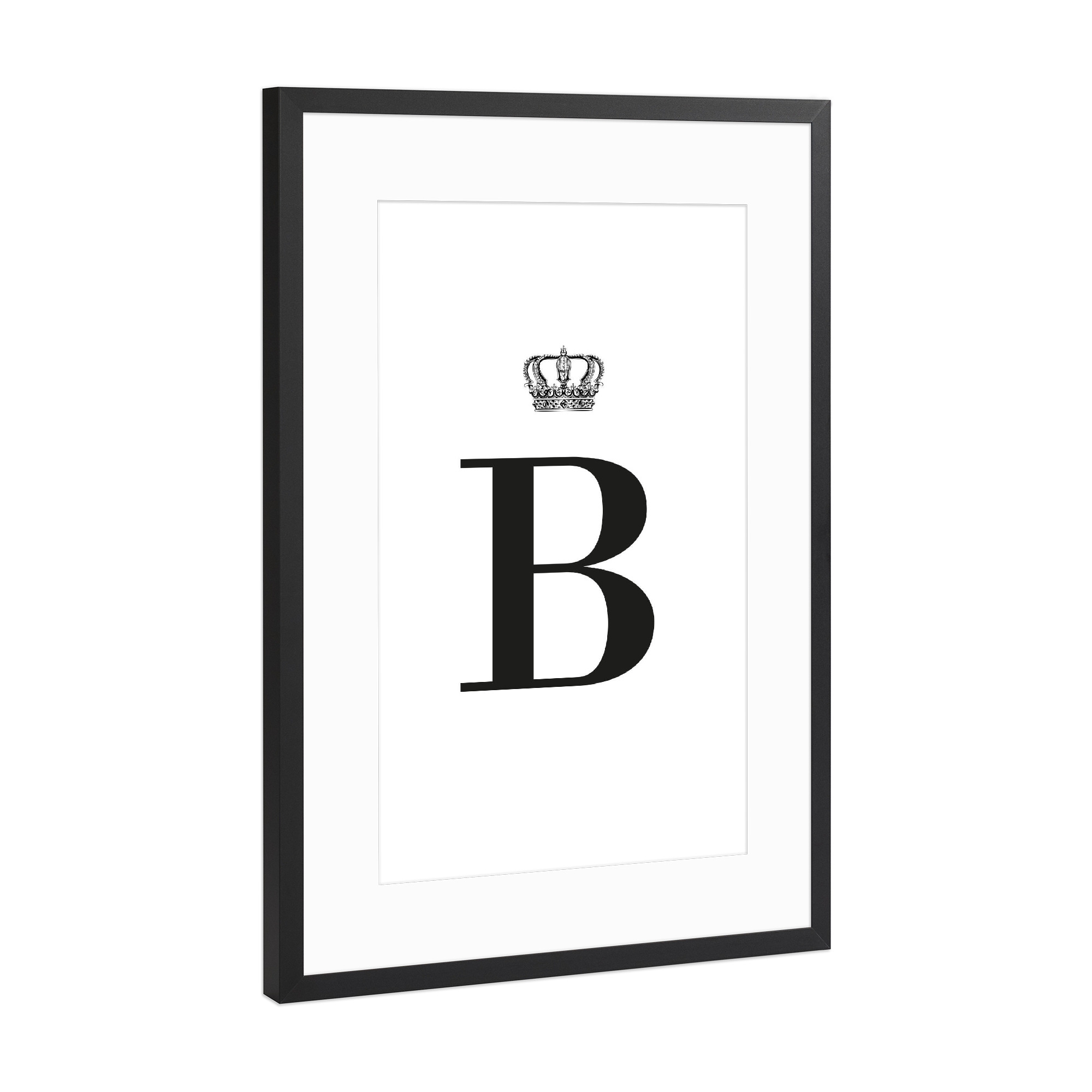 Poster mit Rahmen Schwarz (Metallic) "B King" artboxONE - Schwarzweiß,Buchstaben,Buchstaben / B