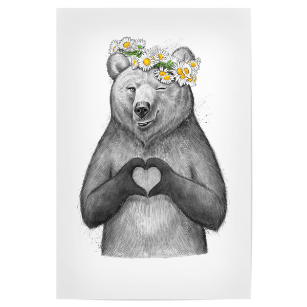 Poster 30x20 cm "Girl bear with heart" artboxONE - Tiere,Liebe