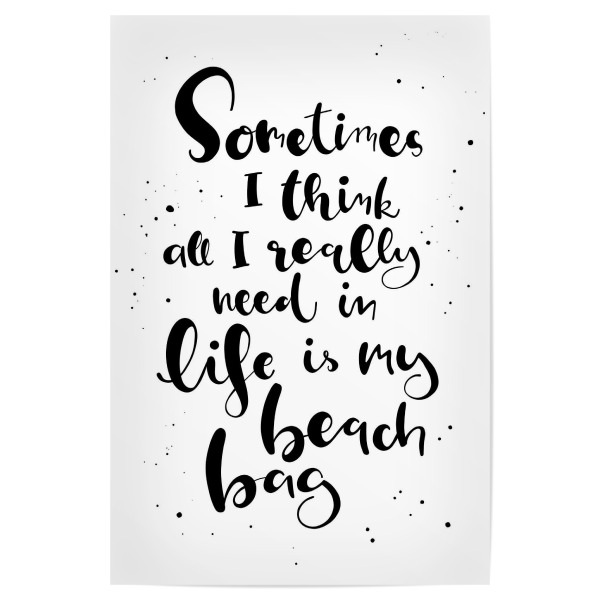 Poster 30x20 cm "My Beach Bag" artboxONE - Typografie,Reise,Schwarzweiß,Reise / Strand und Meer