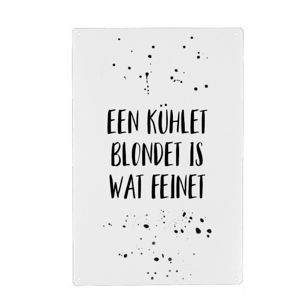 Holzbild "EEN KÜHLET BLONDET IS WAT FEINET" artboxONE - Typografie,Essen & Trinken,Schwarzweiß,Essen & Trinken / Alkohol