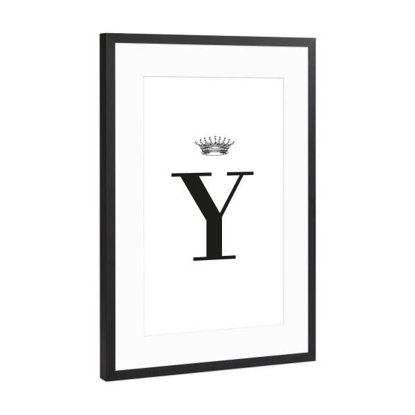 Poster mit Rahmen Schwarz (Metallic) "Y Queen" artboxONE - Schwarzweiß,Buchstaben,Buchstaben / Y