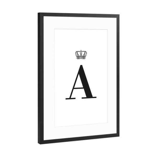 Poster mit Rahmen Schwarz (Metallic) "A King" artboxONE - Schwarzweiß,Buchstaben,Buchstaben / A