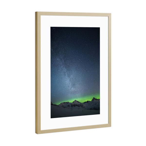 Poster mit Rahmen Gold "Arctic Milky Way" artboxONE - Natur,Galaxy