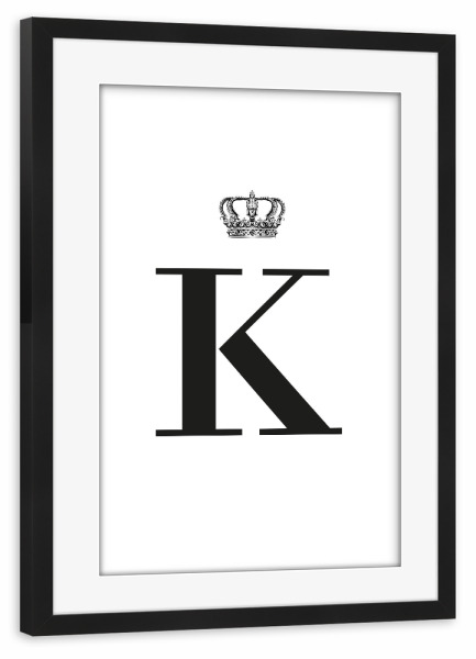 Poster mit Rahmen schwarz "K King" artboxONE - Schwarzweiß,Buchstaben,Buchstaben / K