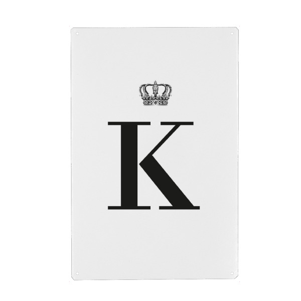 Metall Poster "K King" artboxONE - Schwarzweiß,Buchstaben,Buchstaben / K