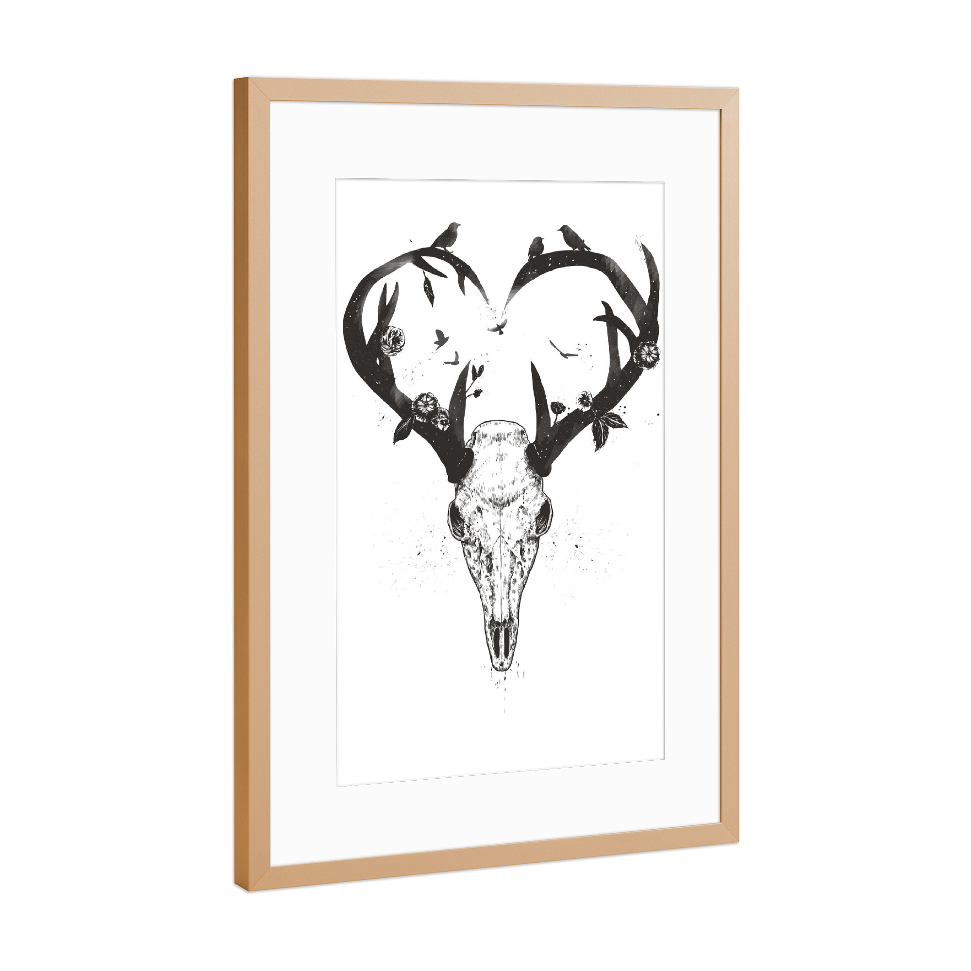 Poster mit Rahmen Kupfer "Neverending love (bw)" artboxONE - Tiere,Schwarzweiß,Liebe