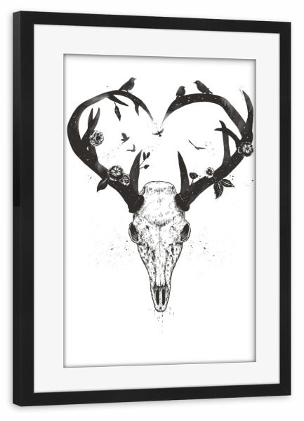 Poster mit Rahmen schwarz "Neverending love (bw)" artboxONE - Tiere,Schwarzweiß,Liebe