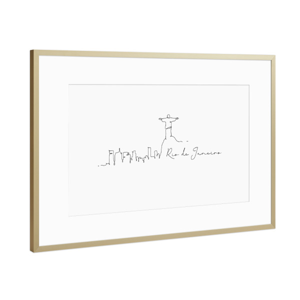 Poster mit Rahmen Gold "Silhouette Rio de Janeiro" artboxONE - Schwarzweiß,Städte / Rio de Janeiro