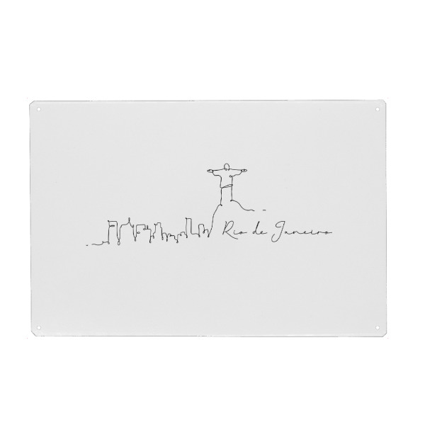 Metall Poster "Silhouette Rio de Janeiro" artboxONE - Schwarzweiß,Städte / Rio de Janeiro