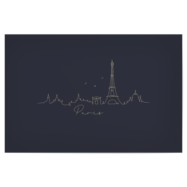 Poster 30x20 cm "Pen line silhouette Paris blue" artboxONE - Schwarzweiß,Städte / Paris