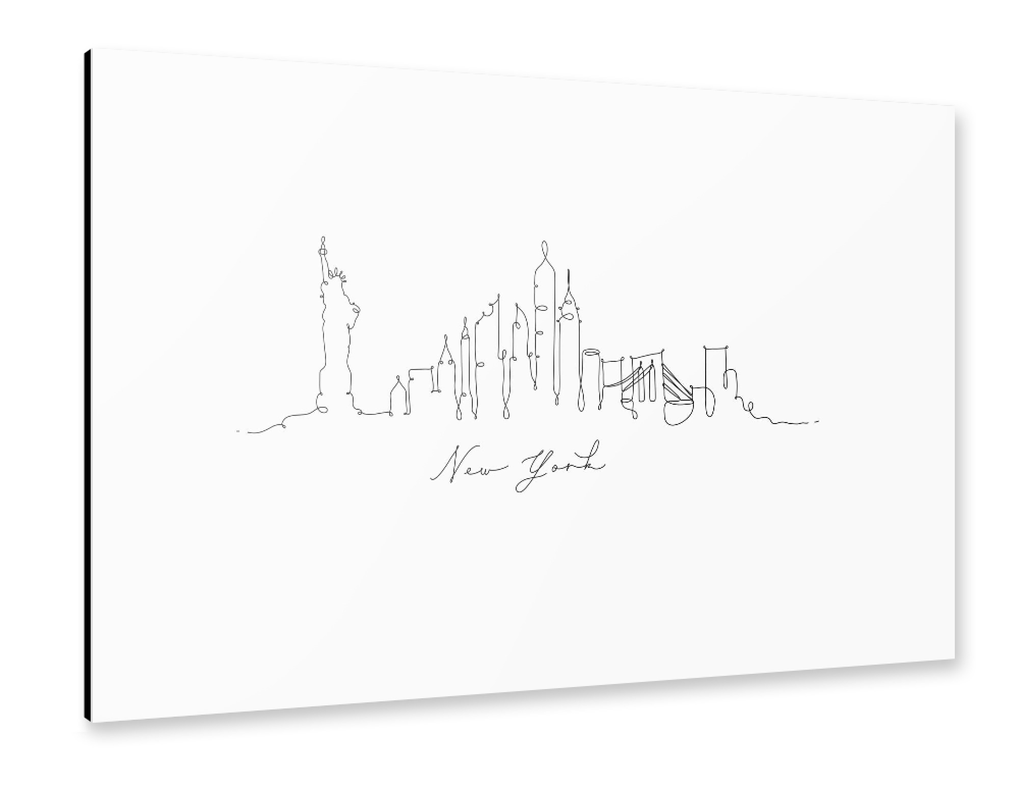 Alu-Dibond "Pen line silhouette New York" 30x20 cm artboxONE
