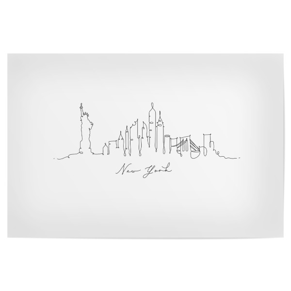 Poster 30x20 cm "Pen line silhouette New York" artboxONE - Städte / New York,Schwarzweiß