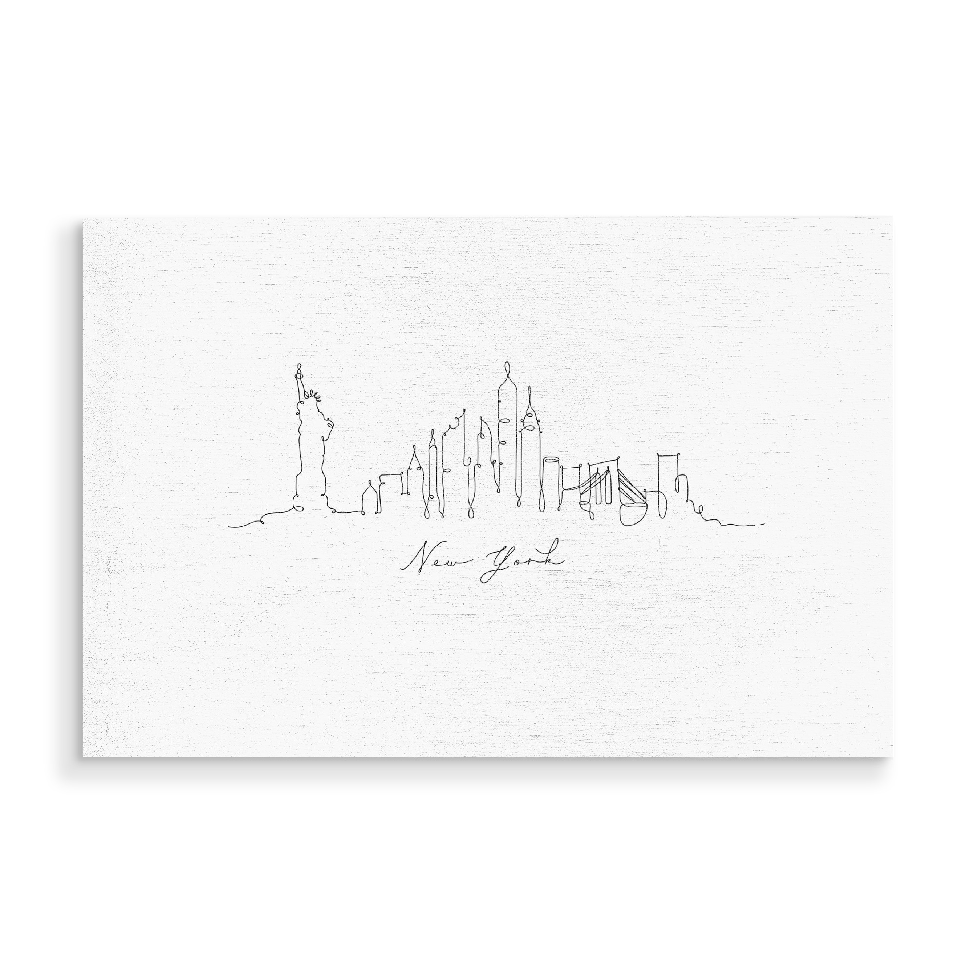 Holzbild "Pen line silhouette New York" artboxONE - Städte / New York,Schwarzweiß