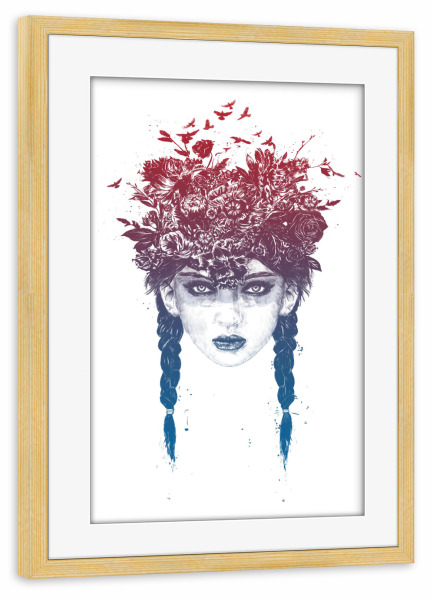 Poster mit Rahmen kiefer "Summer Queen floral" artboxONE - Menschen