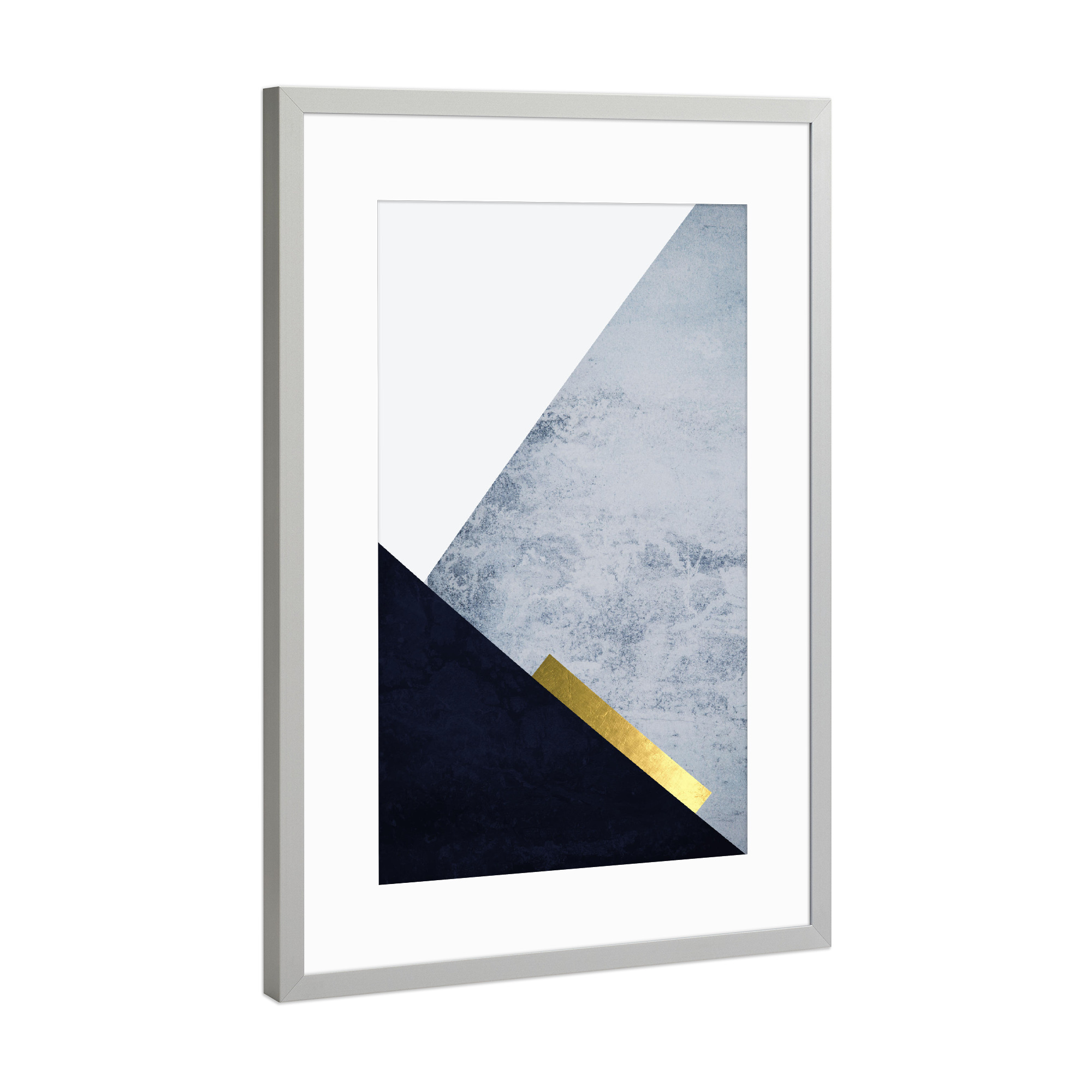 Poster mit Rahmen Silber "Scandi Blue Mountains Three" artboxONE - Geometrie