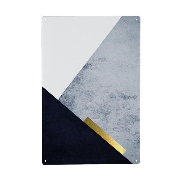 Metall Poster "Scandi Blue Mountains Three" artboxONE - Geometrie