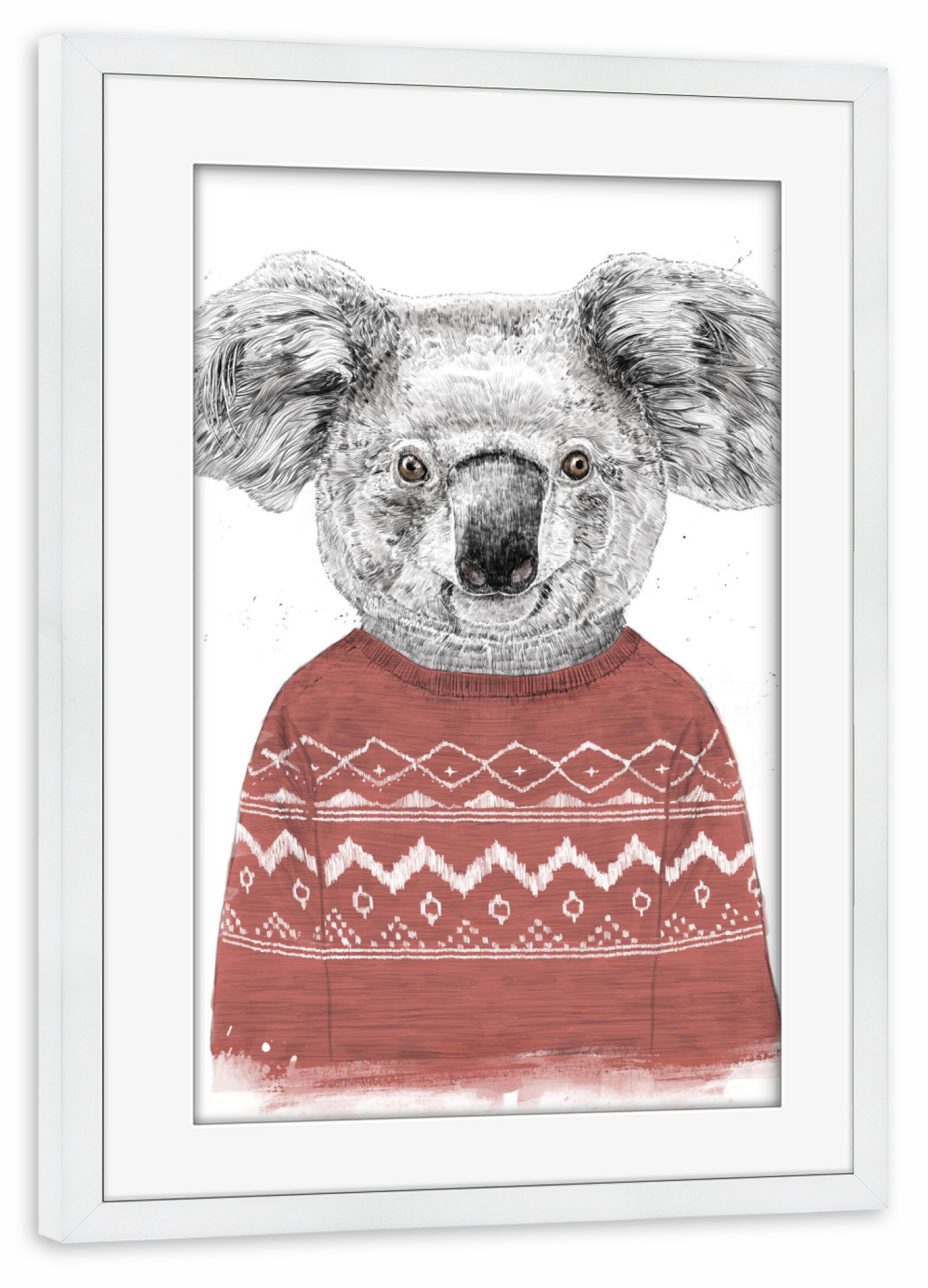 Poster mit Rahmen weiß "Winter Koala" artboxONE - Tiere