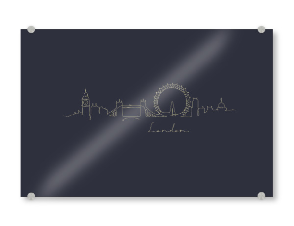 Acrylglasbild "Pen line silhouette London blue" artboxONE - Städte / London,Schwarzweiß