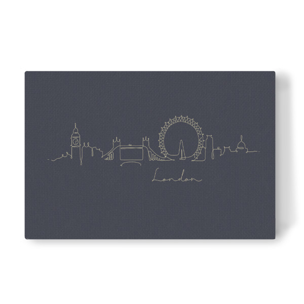 Leinwandbild "Pen line silhouette London blue" artboxONE - Städte / London,Schwarzweiß