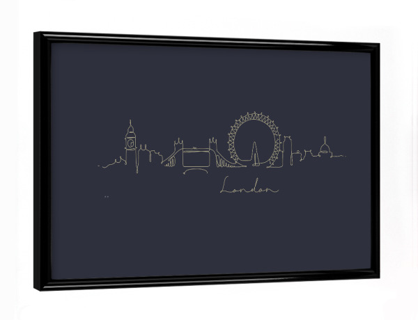 Poster mit schwarzem Rahmen "Pen line silhouette London blue" artboxONE - Städte / London,Schwarzweiß