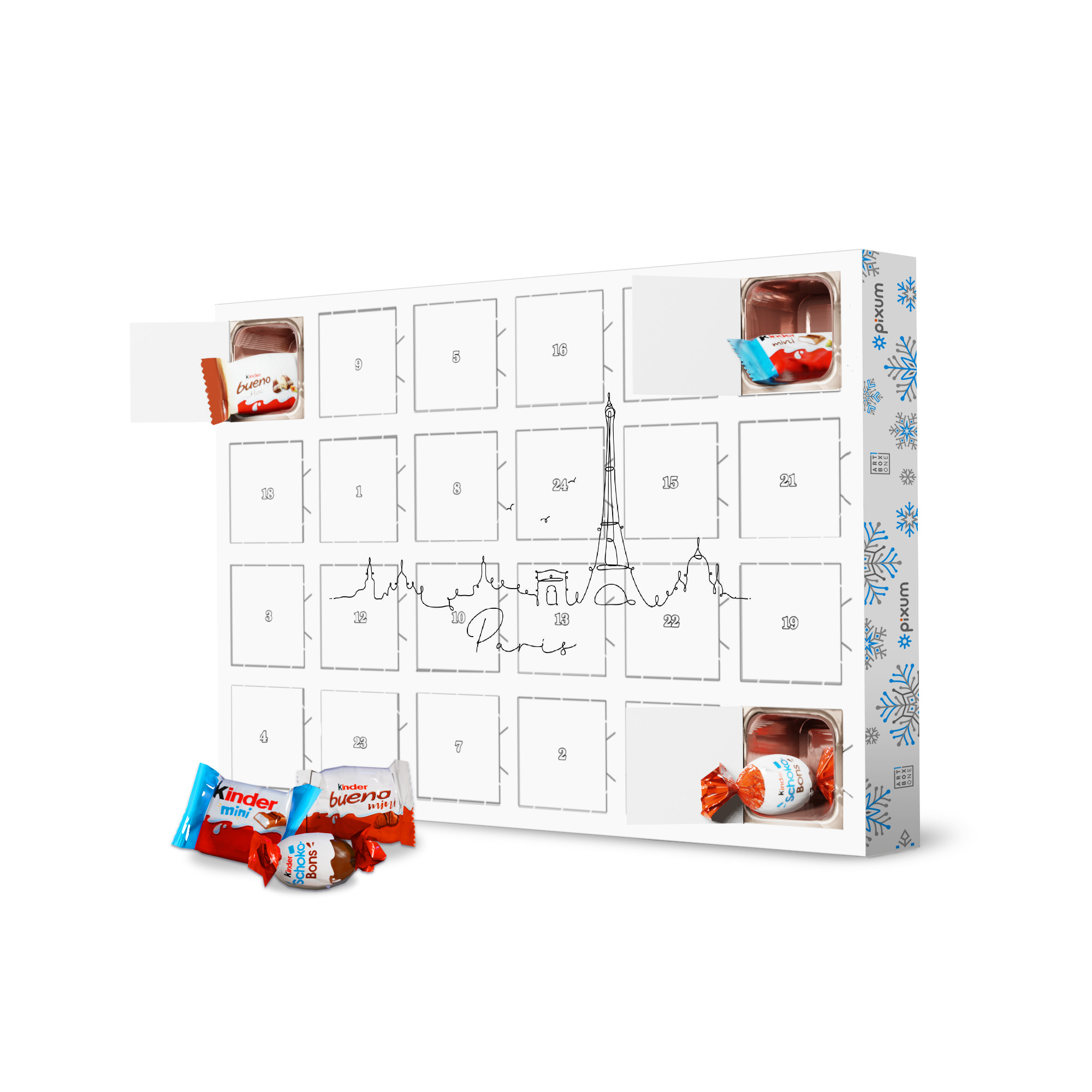 Adventskalender mit Produkten von Kinder Pen line silhouette Paris artboxONE Adventskalender Schwarzweiß