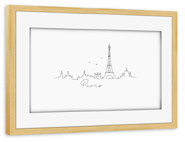 Poster mit Rahmen kiefer "Pen line silhouette Paris" artboxONE - Schwarzweiß,Städte / Paris