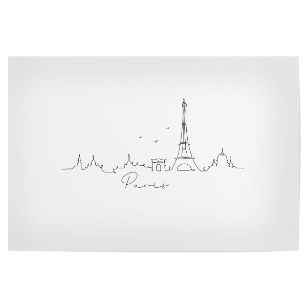 Poster "Pen line silhouette Paris" artboxONE - Schwarzweiß,Städte / Paris