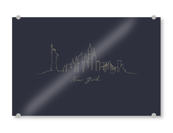 Acrylglasbild "Pen line silhouette New York blue" artboxONE - Städte / New York,Schwarzweiß