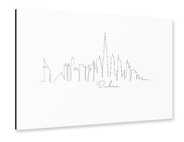 Alu-Dibond "Pen line silhouette Dubai" 30x20 cm artboxONE