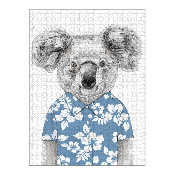 Puzzle Ravensburger "Summer Koala (blue)" artboxONE - Tiere - Koala,Animal,Shirt,Summer,Drawing,Humor,Funny,Hawaiihemd,Koalabär,Sommer,Urlaub