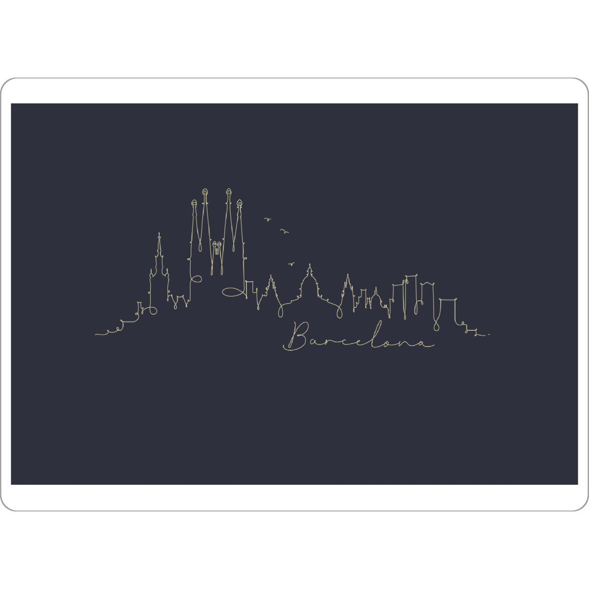 Tischset "Pen line silhouette Barcelona blue" artboxONE - Schwarzweiß,Städte / Barcelona