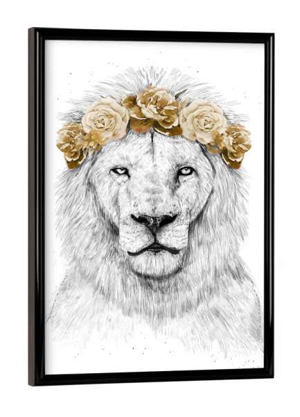 Poster mit schwarzem Rahmen "Festival lion (color version)" artboxONE - Floral,Tiere,Festivals