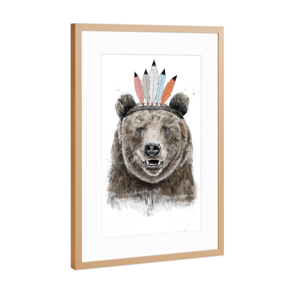 Poster mit Rahmen Kupfer "Festival Bear" artboxONE - Tiere,Festivals