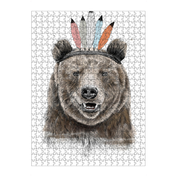 artboxONE Puzzle "Festival Bear" artboxONE - Tiere,Festivals - Bear,Animal,Feathers,Headdress,Drawing,Humor,Funny,Festival,Summer,Spring,Bär,Federn