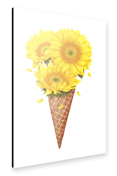 Alu-Dibond "Ice cream with sunflowers" 30x20 cm artboxONE