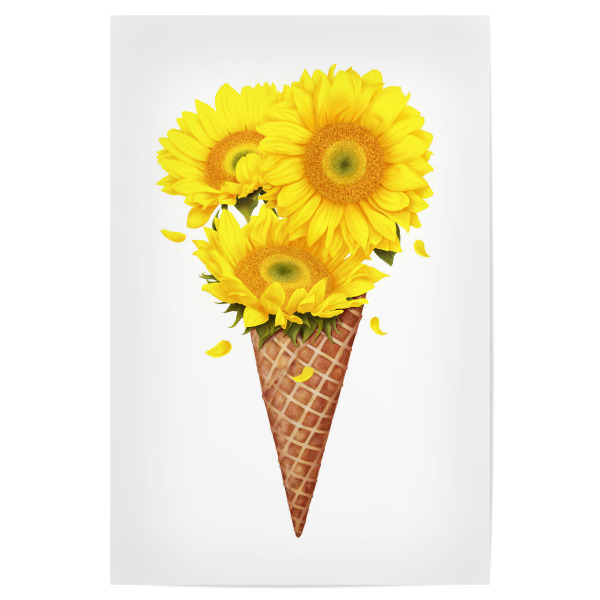 Poster "Ice cream with sunflowers" artboxONE - Floral,Essen & Trinken