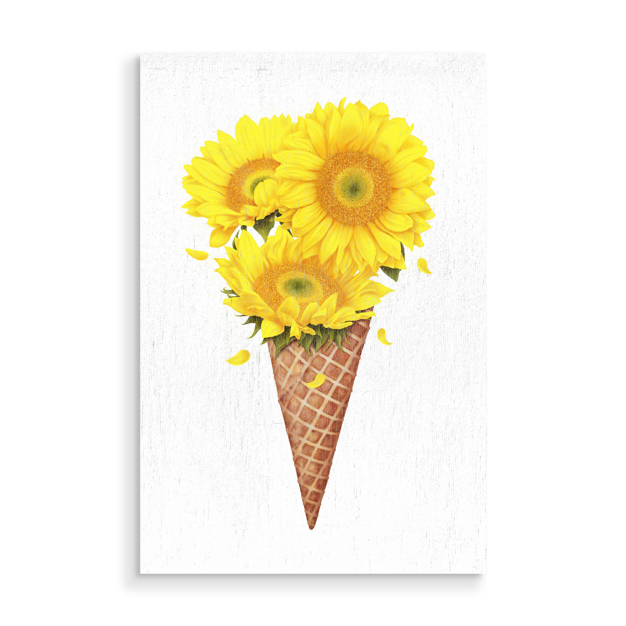 Holzbild "Ice cream with sunflowers" artboxONE - Floral,Essen & Trinken