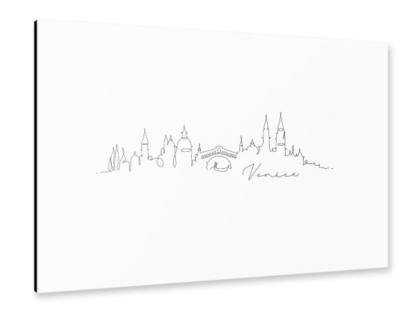 Alu-Dibond "Pen line silhouette Venice" 30x20 cm artboxONE