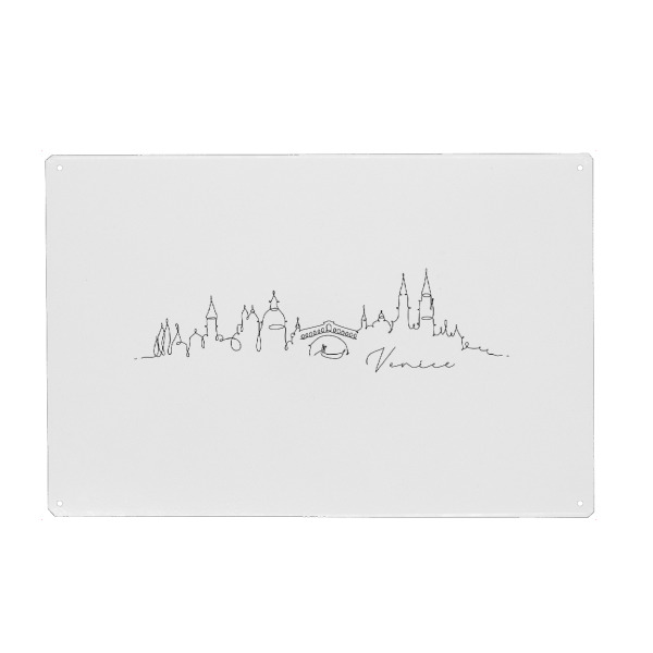 Metall Poster "Pen line silhouette Venice" artboxONE - Schwarzweiß,Städte / Venedig