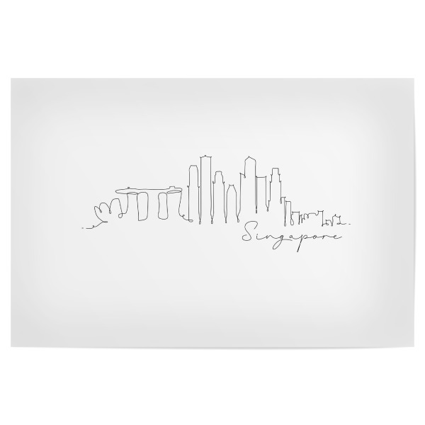 Poster 30x20 cm "Pen line silhouette Singapore" artboxONE - Schwarzweiß,Städte / Singapur