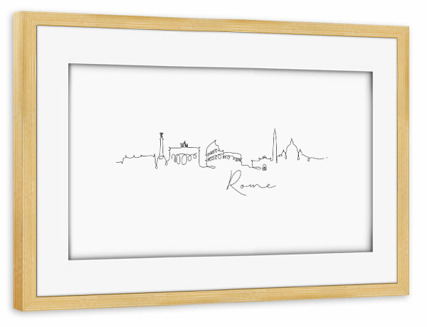 Poster mit Rahmen kiefer "Pen line silhouette Rome" artboxONE - Schwarzweiß,Städte / Rom