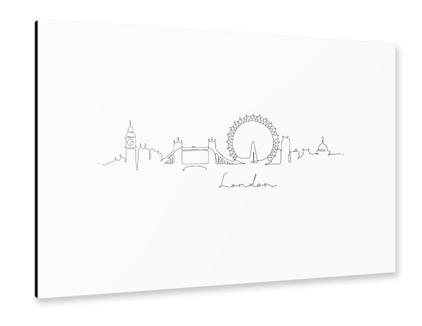 Alu-Dibond "Pen line silhouette London" 30x20 cm artboxONE