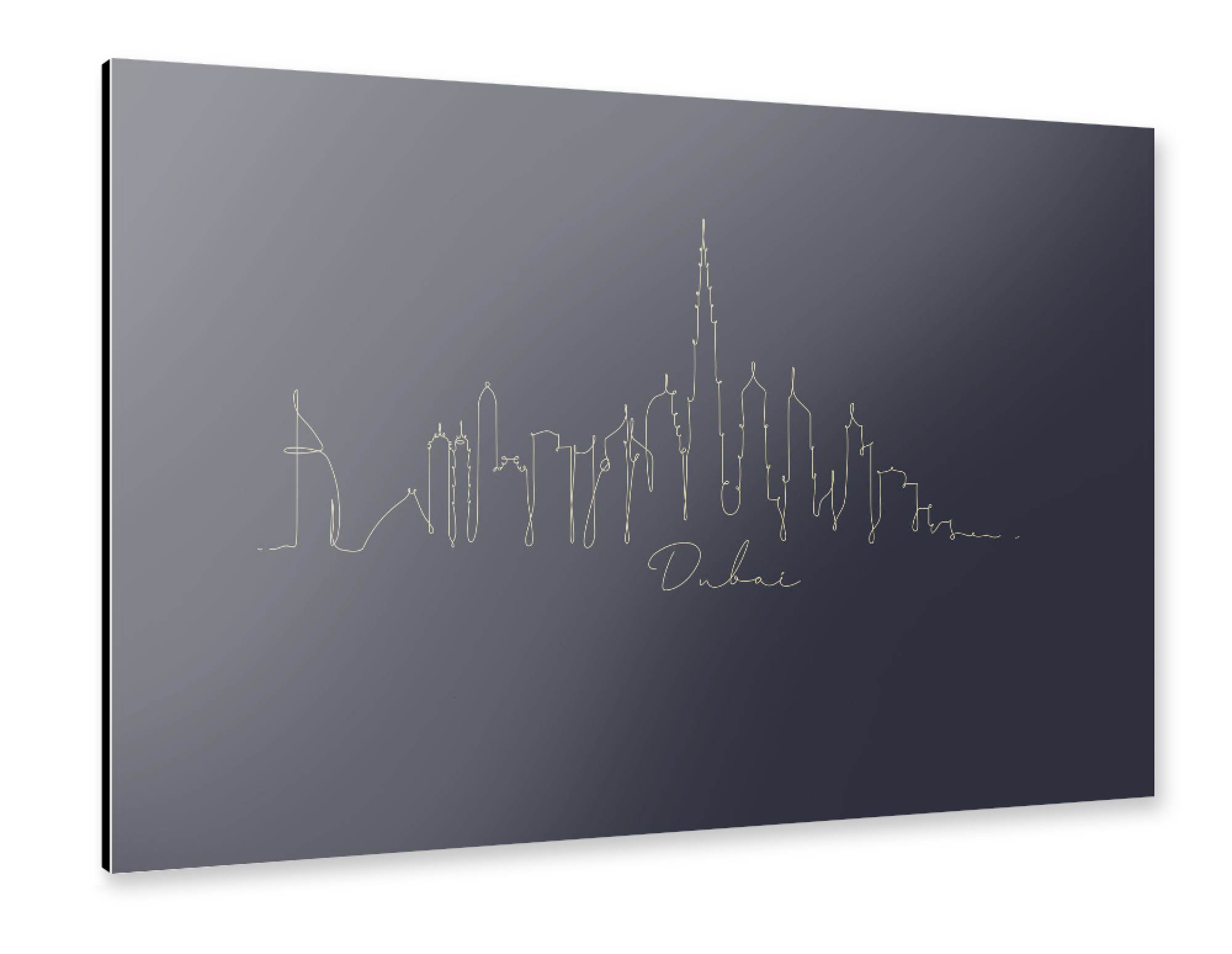 Alu-Dibond "Pen line silhouette Dubai blue" 75x50 cm artboxONE