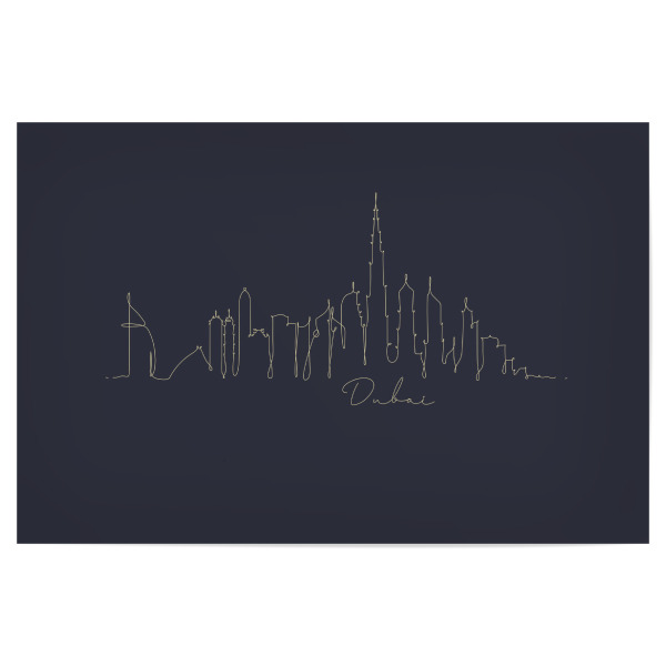 Poster 30x20 cm "Pen line silhouette Dubai blue" artboxONE - Schwarzweiß,Städte / Dubai