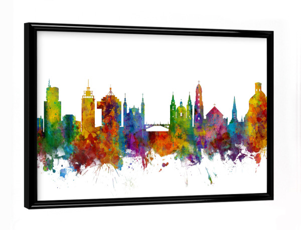 Poster mit schwarzem Rahmen "Ljubljana Slovenia Skyline colour" artboxONE - Städte,Reise
