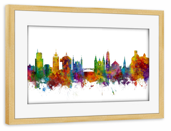 Poster mit Rahmen kiefer "Ljubljana Slovenia Skyline colour" artboxONE - Städte,Reise