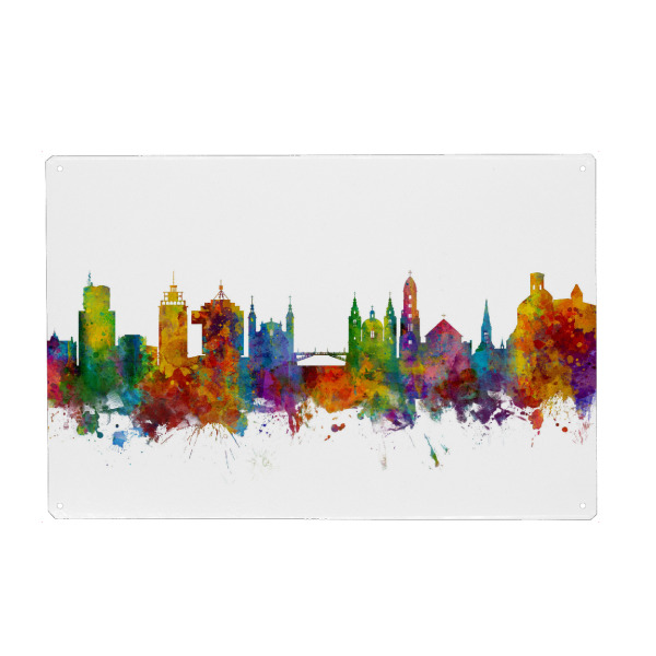 Metall Poster "Ljubljana Slovenia Skyline colour" artboxONE - Städte,Reise